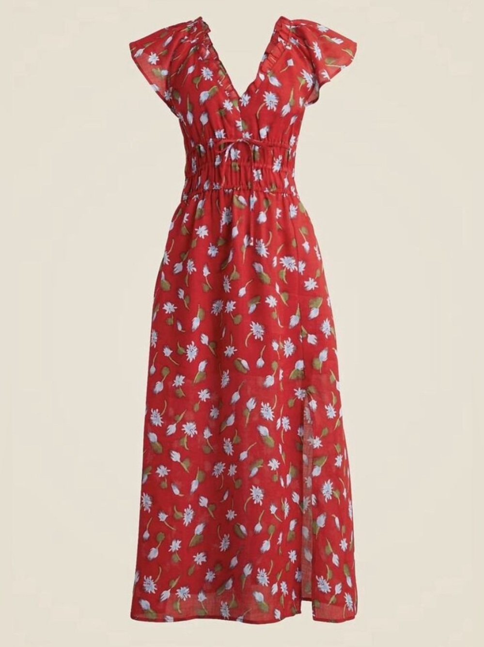 NWT J.Crew red floral Palermo Dress in Ramie (M)